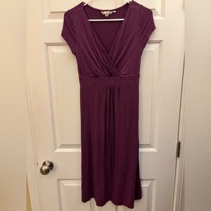 Boden Plum V-Neck Midi Wrap Dress